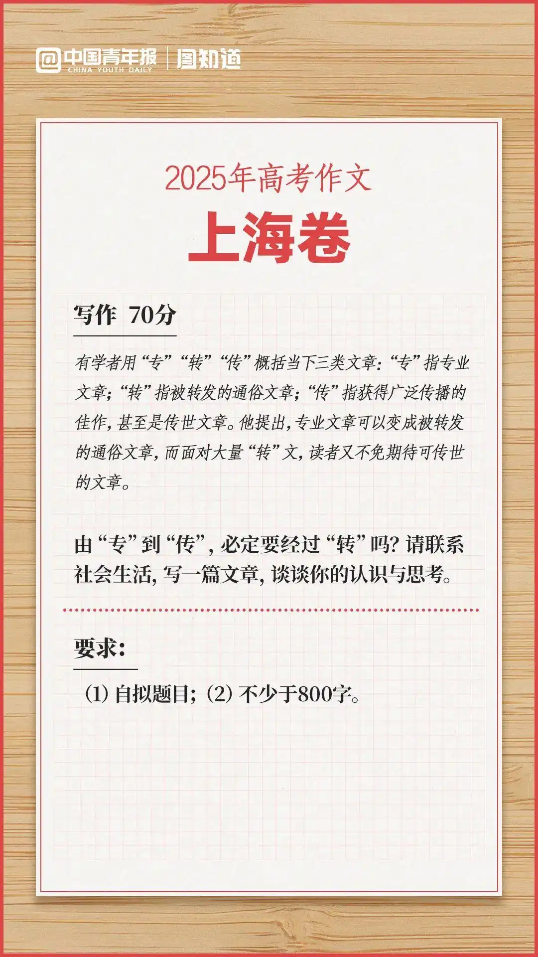 文章成高考作文！作者回应：考生可能想骂我，但是……
